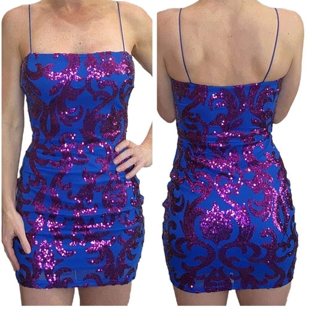Blue and Pink Sequin Dress